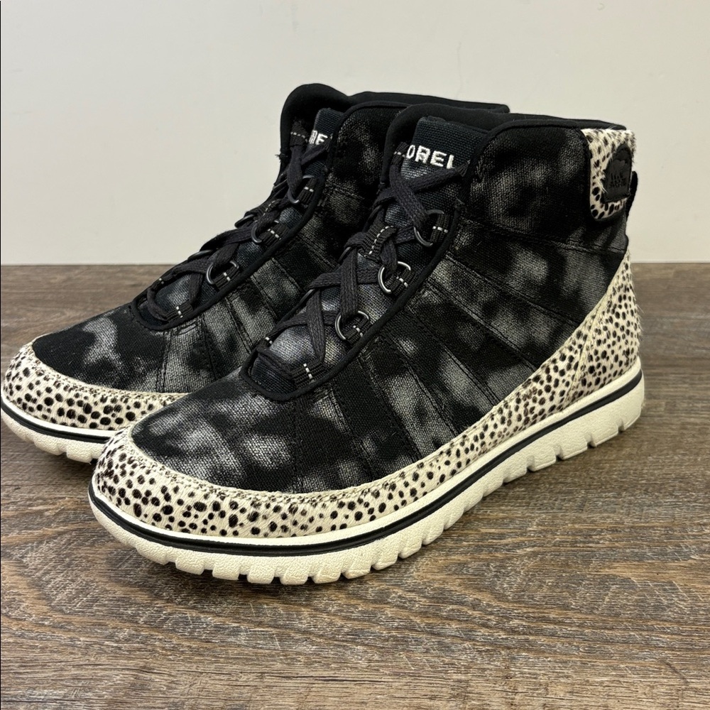 Sorel Kinetic Caribou Sneakers Black/Animal Print Women’s 8